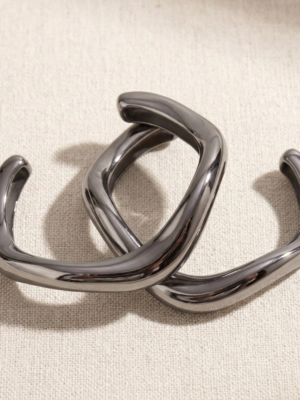 Geo Wave Silver Cuff Bracelet Set